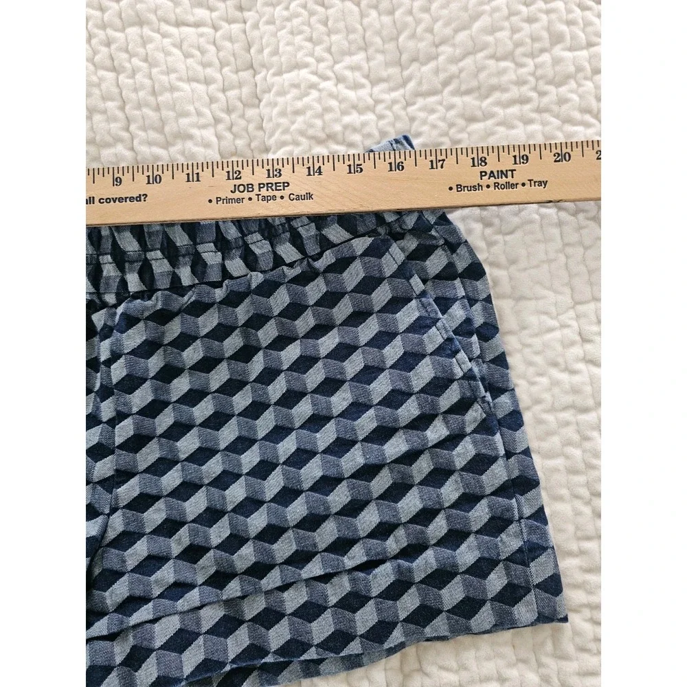 J CREW Jean Two‎ Tone Denim Geometric Mini Shorts Size 10